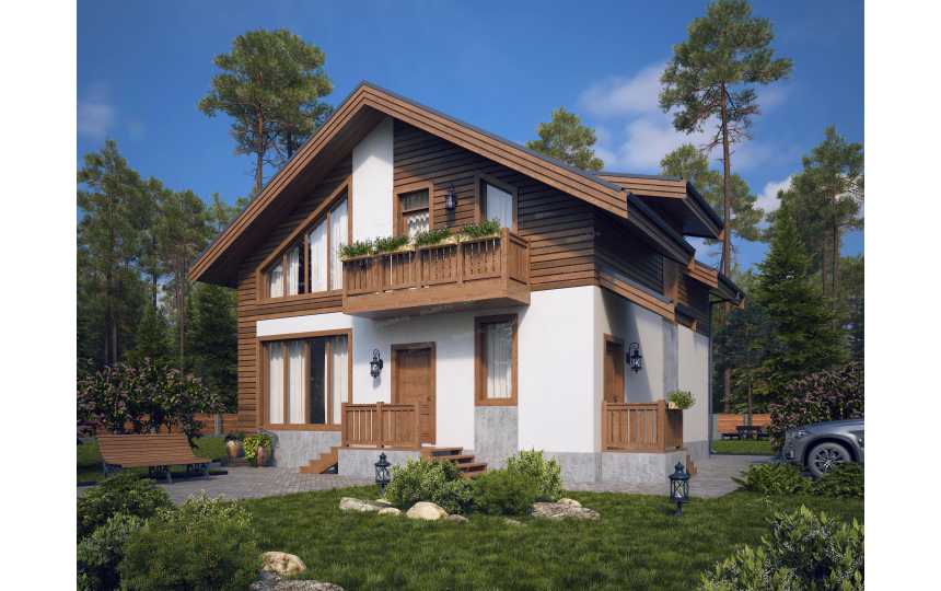 Проект двухэтажного дома по каркасной технологии в европейском стиле DTE3