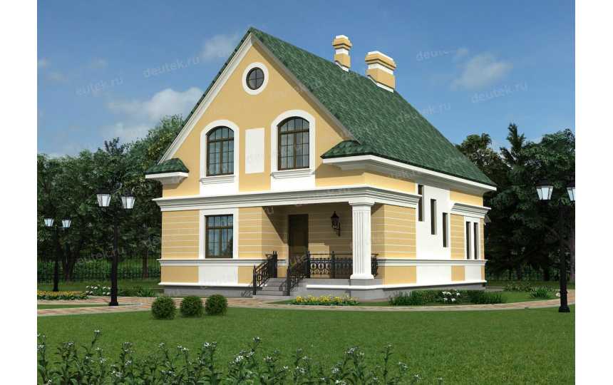 Проект двухэтажного кирпичного дома в стиле Неоклассицизм - KR13