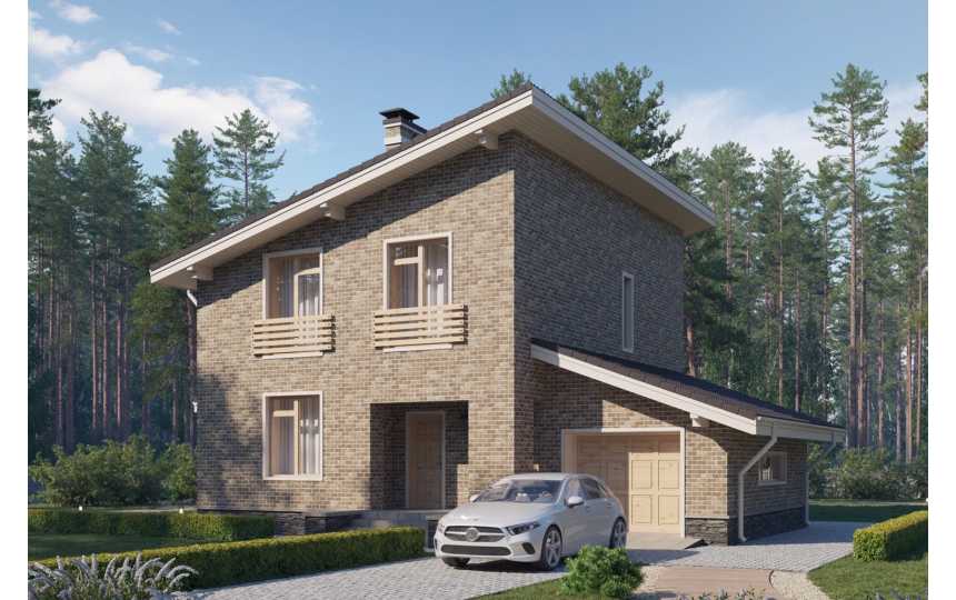 Проект двухэтажного жилого дома в европейском стиле с одноместным гаражом KVR-10