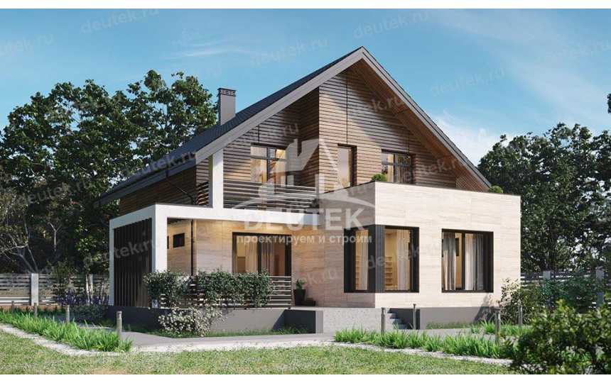 Проект двухэтажного жилого дома в европейском стиле с террасой KVR-53