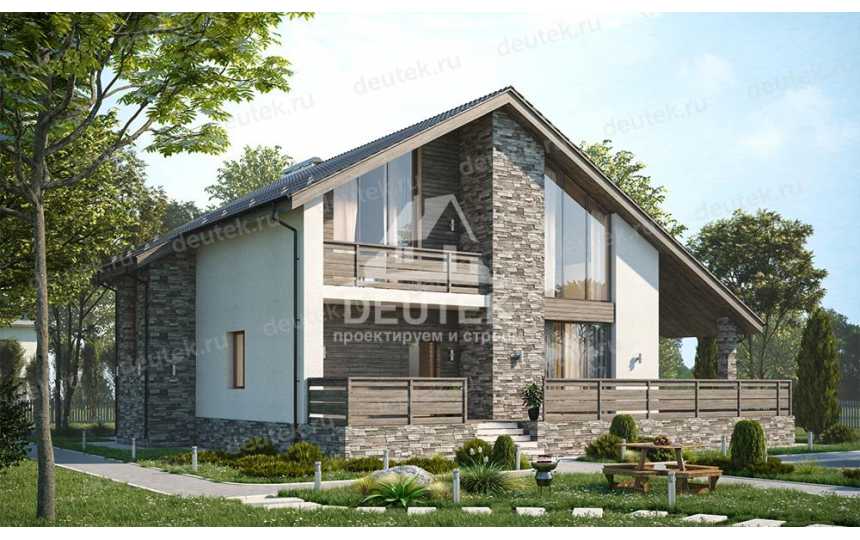 Проект жилого квадратного двухэтажного дома в европейском стиле с размерами 16 м на 16 м LK-62