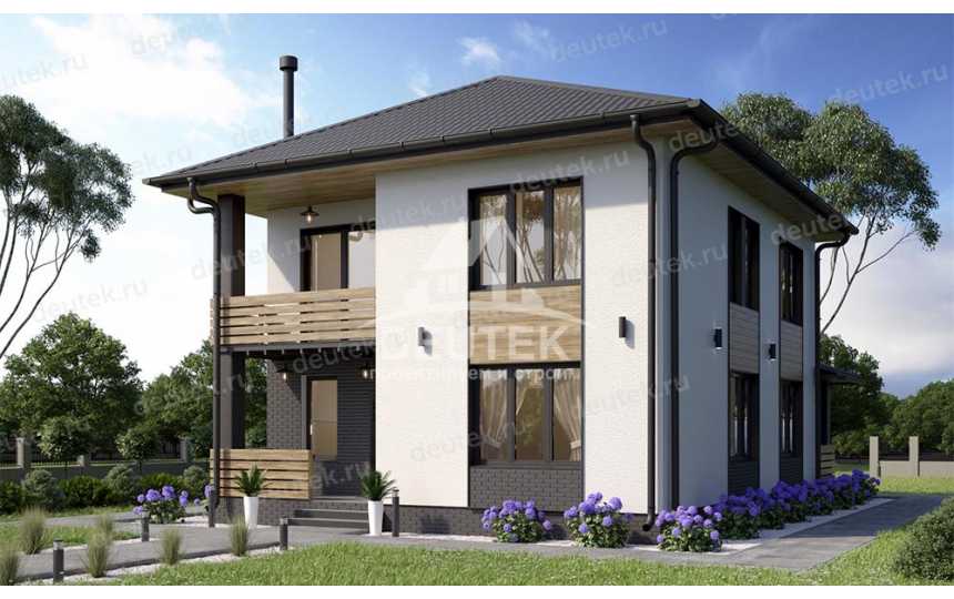 Проект жилого узкого двухэтажного дома в европейском стиле с площадью до 200 кв м LK-73
