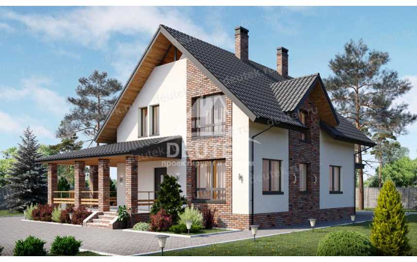 Проект жилого узкого двухэтажного дома в европейском стиле с размерами 11 м на 17 м LK-78