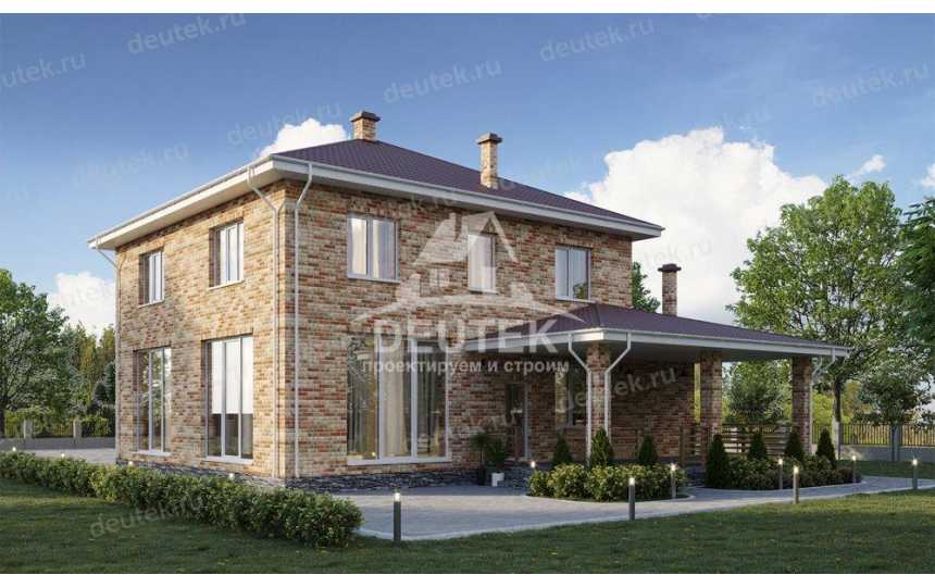Проект жилого двухэтажного дома в европейском стиле из газобетона с сауной и большими окнами LK-96