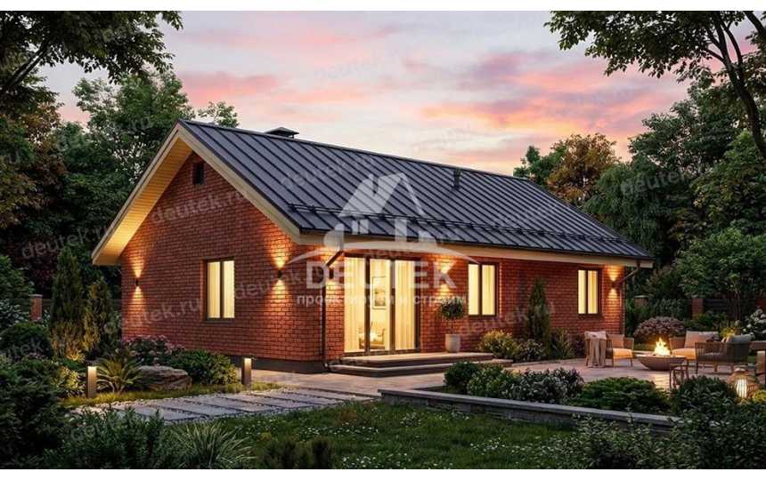 Проект узкого одноэтажного дома из газобетонных блоков - LK-296