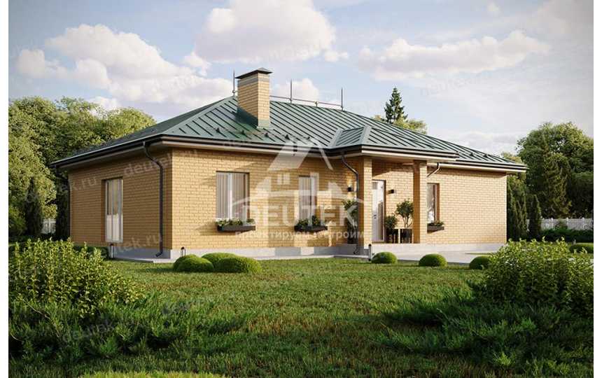 Проект узкого одноэтажного дома с кабинетом - LK-298