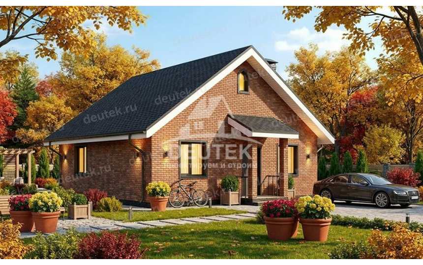 Проект квадратного одноэтажного дома с одной спальней - LK-343