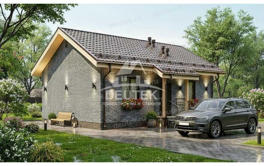 Проект жилого одноэтажного дома с размерами 10 м на 7 м - LK-344