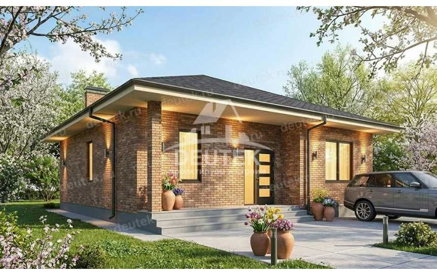 Проект квадратного одноэтажного дома с тремя спальнями - LK-364