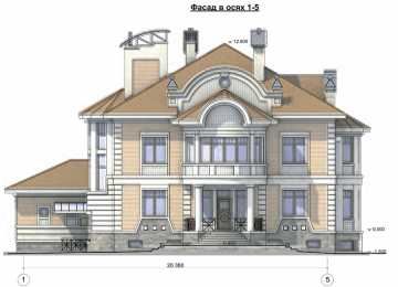 Проект узкого трёхэтажного дома из кирпича в стиле барокко с мансардным этажом и эркерами, с площадью до 900 кв м - PA-27
