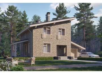 Проект двухэтажного жилого дома в европейском стиле с одноместным гаражом KVR-10