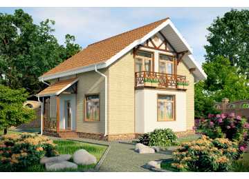 Проект двухэтажного дома из газобетона в европейском стиле с мансардой KVR-30
