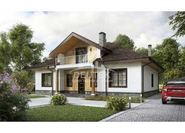Проект двухэтажного дома из газобетона в европейском стиле с мансардой KVR-49