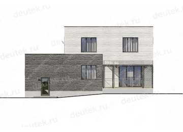 Проект квадратного двухэтажного дома с одноместным гаражом  LK-24