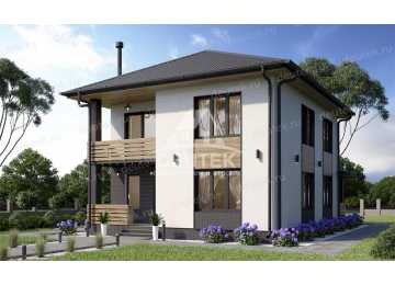 Проект жилого узкого двухэтажного дома в европейском стиле с площадью до 200 кв м LK-73