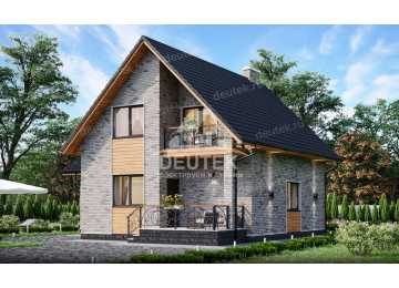 Проект жилого двухэтажного дома в европейском стиле с одноместным гаражом LK-92