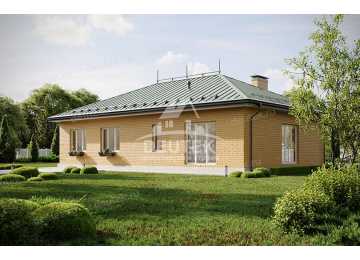 Проект узкого одноэтажного дома с кабинетом - LK-298