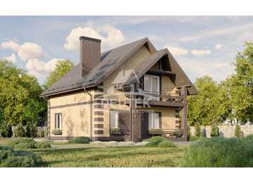 Проект квадратного двухэтажного дома с кабинетом - LK-326