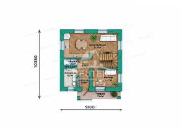 Проект квадратного двухэтажного дома с кабинетом - LK-326