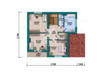 Проект жилого двухэтажного дома с большими окнами - LK-332