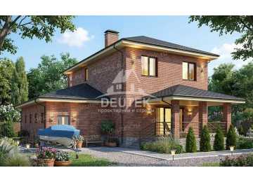 Проект дачного двухэтажного дома с одноместным гаражом - LK-334