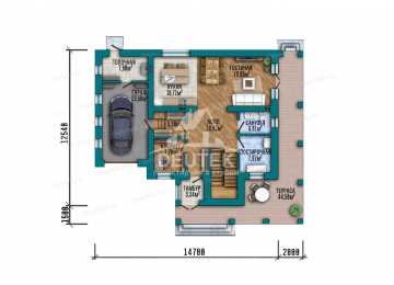 Проект дачного двухэтажного дома с одноместным гаражом - LK-336