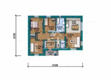 Проект дачного одноэтажного дома с размерами 14 м на 11 м - LK-360
