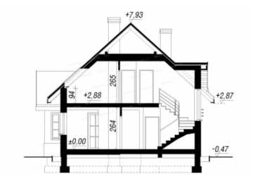Проект квадратного двухэтажного дома из керамоблоков с камином и эркером - LG-4 LG-4