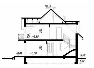 Проект узкого двухэтажного дома из керамоблоков с одноместным гаражом и эркером - LG-5 LG-5