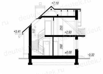 Проект двухэтажного узкого дома из керамоблоков с одноместным гаражом , мансардой и кабинетом-MA-2 MA-2