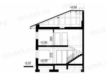 Проект узкого двухэтажного дома из керамоблоков с одноместным гаражом и камином - SK-13 SK-13