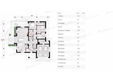 Проект европейского квадратного одноэтажного дома из керамоблоков с двухместным гаражом и камином - VR-1 VR-1