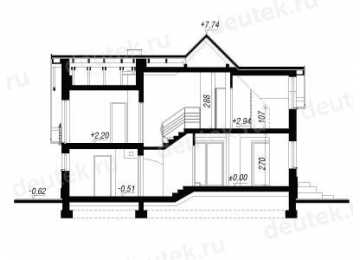 Проект жилого двухэтажного дома из керамоблоков с мансардой и одноместным гаражом - VR-5 VR-5