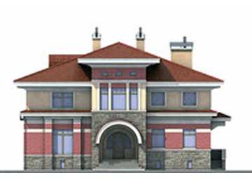 Проект двухэтажного дома из кирпича в стиле барокко с погребом и мансардным этажом, с площадью до 350 кв м PA-2