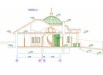  Проект квадратной двухэтажной бани из кирпича в стиле барокко с эркерами, с площадью до 200 кв м PA-65