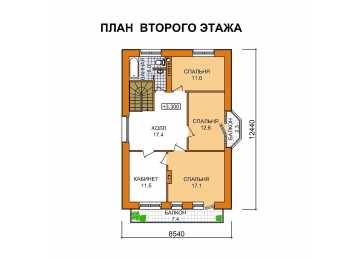 Проект двухэтажного дома с площадью до 200 кв м с кабинетом KVR-11