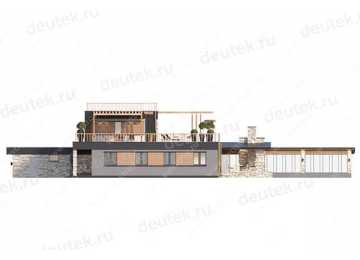 Проект узкого двухэтажного дома с двухместным гаражом и бассейном LK-5