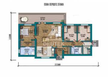 Проект узкого одноэтажного дома площадью до 200 кв м SRK-1000