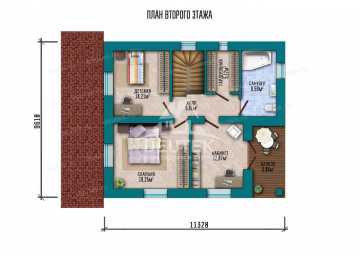 Проект узкого двухэтажного дома с кабинетом  SRK-22