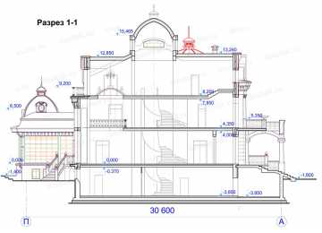 Проект четырехэтажного дома с эркером и бассейном SRK-30