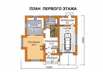 Проект двухэтажного дома с площадью до 200 кв м и одноместным гаражом KVR-132