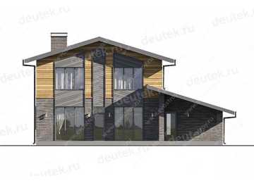 Проект квадратного двухэтажного дома с одноместным гаражом  LK-27