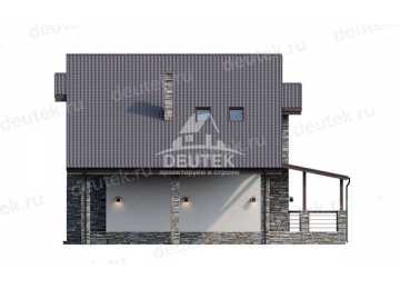 Проект жилого двухэтажного дома в европейском стиле из газобетона с навесом для гаража LK-95