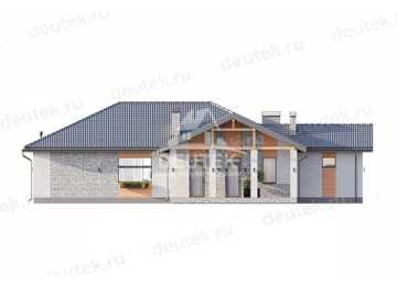 Проект загородного одноэтажного дома с баней и двумя террасами - LK-312