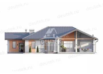 Проект загородного одноэтажного дома с баней и двумя террасами - LK-312