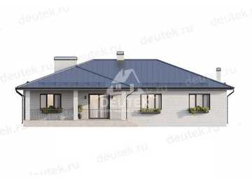 Проект квадратного одноэтажного дома с одноместным гаражом - LK-322