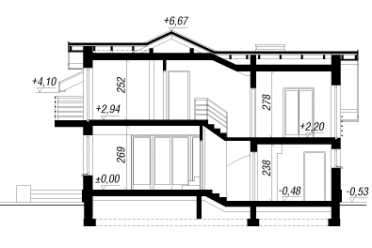 Проект европейского двухэтажного дома с одноместным гаражом 10 на 10 м DTA100162