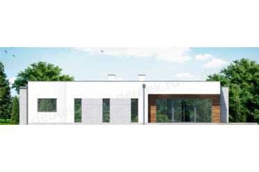 Проект европейского одноэтажного дома с одноместным гаражом 19 на 14 м DTA100181