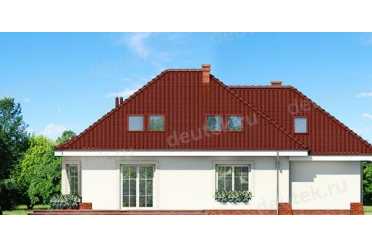 Проект двухэтажного дома из керамаблоков с одноместным гаражом и жилой мансардой - DTL100014 DTL100014