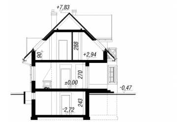 Проект двухэтажного дома из керамаблоков с жилой мансардой и подвалом - DTL100018 DTL100018